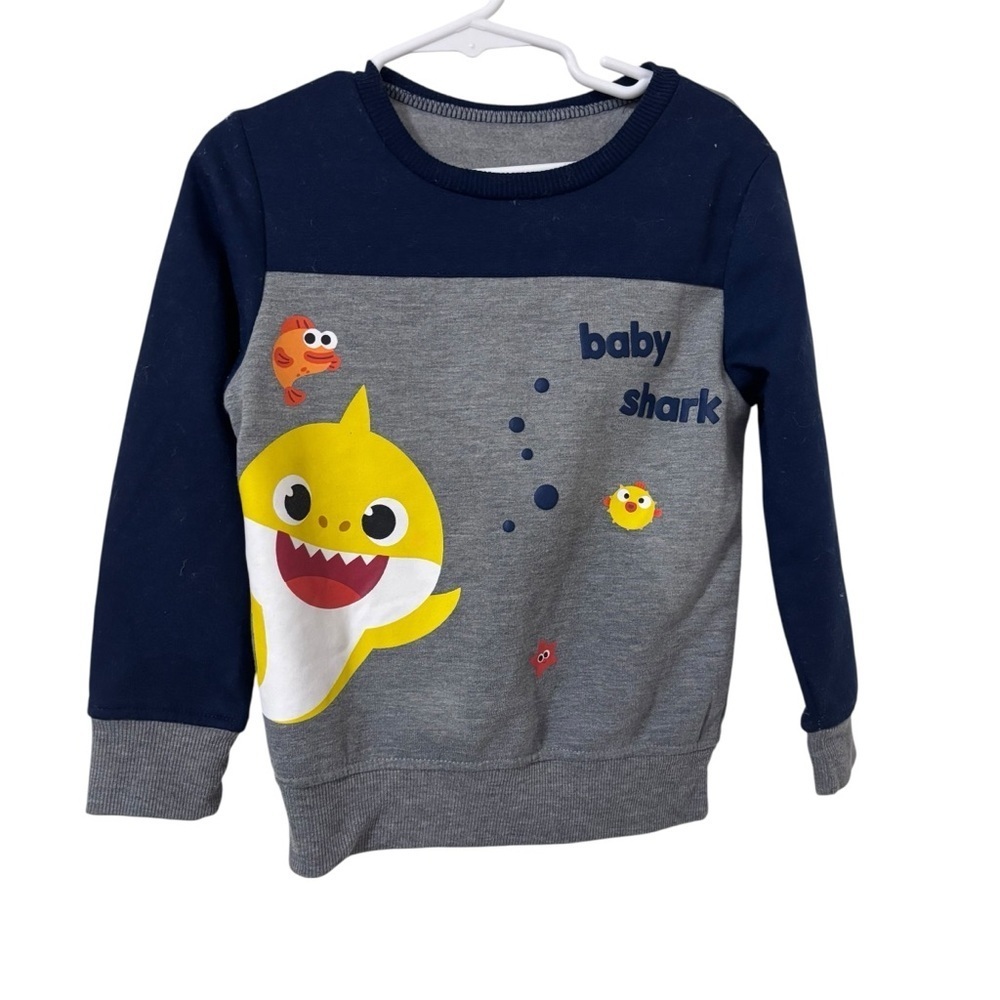 3/$15 Pinkfong baby shark toddler kids Navy and Gray sweater size 4T